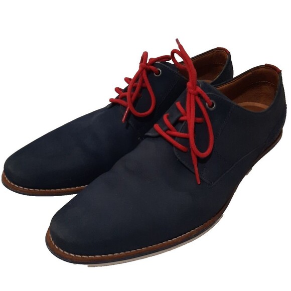 1901 Saddle Shoes Oxford Leather Suede Lace Up Derby Navy Blue & Red Mens 11.5